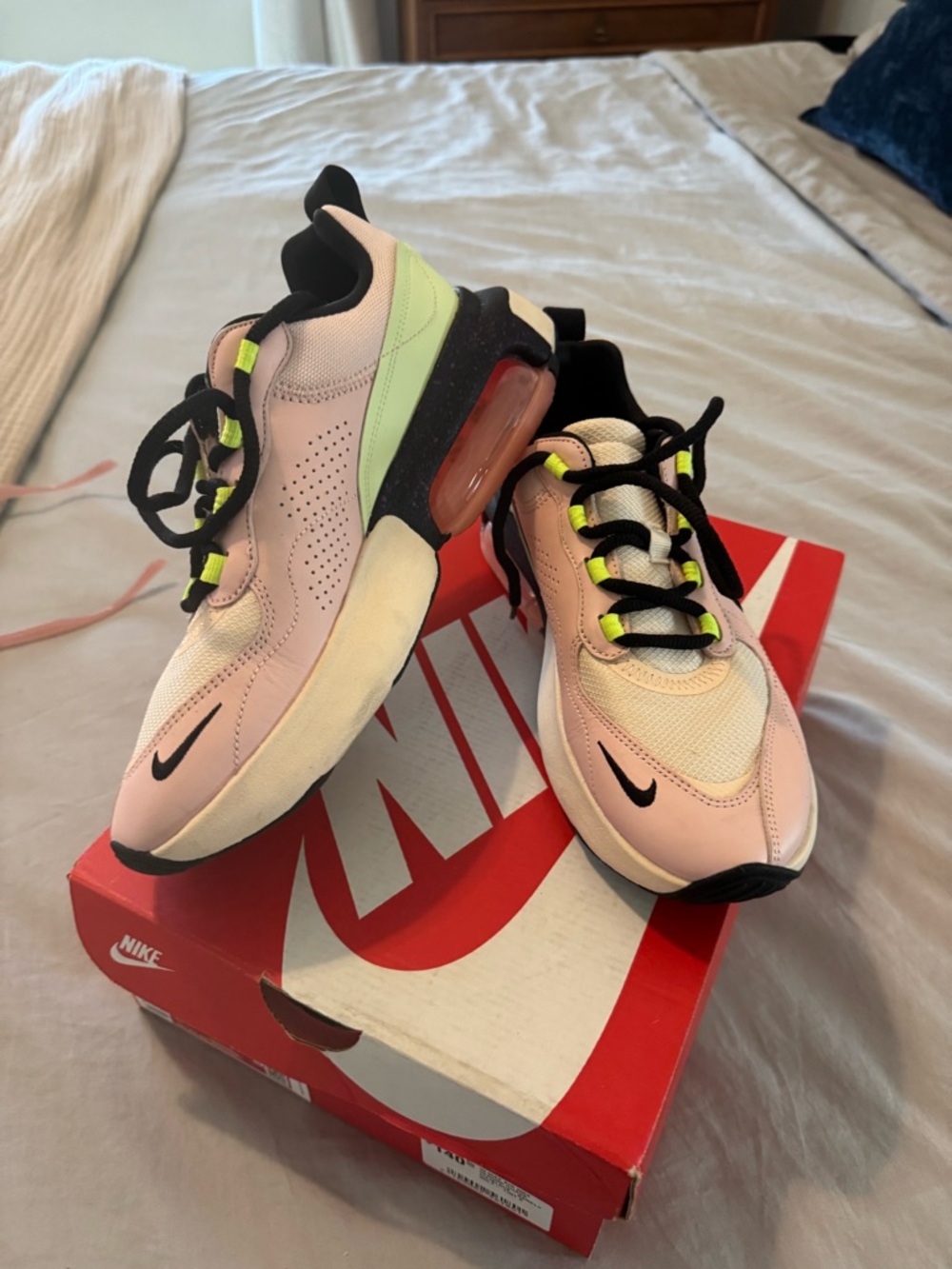 Nike Pink and Lime Green Women's Air-Style Sneakers size 8
